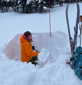 Olivia teaching us how to assess the snow layers